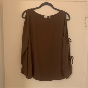 Aritzia Wilfred mauve / plum / brown tie sleeve blouse